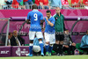 Mario Balotelli and Antonio Di Natale of Italy during UEFA Football Euro 2012 match between Italy and Spain. Match of UEFA Football European Championships 2012 between Italy and Spain was played on Sunday, 10th of June 2012 in Gdansk, Poland.
