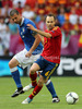 Thiago Motta of Italy and Andres Iniesta of Spain during UEFA Football Euro 2012 match between Italy and Spain. Match of UEFA Football European Championships 2012 between Italy and Spain was played on Sunday, 10th of June 2012 in Gdansk, Poland.
