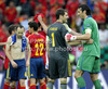 Gianluigi Buffon of Italy and Iker Casillas of Spain after end of during UEFA Football Euro 2012 match between Italy and Spain. Match of UEFA Football European Championships 2012 between Italy and Spain was played on Sunday, 10th of June 2012 in Gdansk, Poland.
