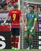 Fernando Torres of Spain and Gianluigi Buffon of Italy during UEFA Football Euro 2012 match between Italy and Spain. Match of UEFA Football European Championships 2012 between Italy and Spain was played on Sunday, 10th of June 2012 in Gdansk, Poland.
