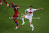 Theodor Gebre Selassie of Czech republic and Robert Lewandowski of oland during UEFA Football Euro 2012 match between Poland and Czech republic. Match of UEFA Football European Championships 2012 between Poland and Czech republic was played on Saturday, 16th of June 2012 in Wroclaw, Poland.
