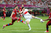 Robert Lewandowski of Poland, Tomas Sivok of Czech republic during UEFA Football Euro 2012 match between Poland and Czech republic. Match of UEFA Football European Championships 2012 between Poland and Czech republic was played on Saturday, 16th of June 2012 in Wroclaw, Poland.
