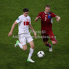Robert Lewandowski of Poland, Michal Kadlec of Czech republic during UEFA Football Euro 2012 match between Poland and Czech republic. Match of UEFA Football European Championships 2012 between Poland and Czech republic was played on Saturday, 16th of June 2012 in Wroclaw, Poland.
