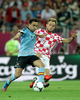 Andres Iniesta of Spain, Ivan Rakitic of Croatia during UEFA Football Euro 2012 match between Croatia and Spain. Match of UEFA Football European Championships 2012 between Croatia and Spain was played on Monday, 18th of June 2012 in Gdansk, Poland.
