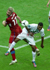 Nani of Portugal, Thomas Hubschman of Czech republic during UEFA Football Euro 2012 quaterfinal match between Czech republic and Portugal. Match of UEFA Football European Championships 2012 between Czech republic and Portugal was played on Thursday, 22th of June 2012 in Gdansk, Poland.
