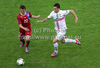 Vladimir Darida of Czech republic, Helder Postiga of Portugal during UEFA Football Euro 2012 quaterfinal match between Czech republic and Portugal. Match of UEFA Football European Championships 2012 between Czech republic and Portugal was played on Thursday, 22th of June 2012 in Gdansk, Poland.
