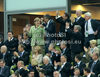 Angela Merkel celebrate goal for Germany during UEFA Football Euro 2012 quarter final match between  Germany and Greece. Match of UEFA Football European Championships 2012 between Germany and Greece was played on Friday, 22th of June 2012 in Gdansk, Poland.
