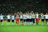 German team, Marco Reus, Lukas Podolski, Philipp Lahm, Tim Wiese, Thomas Muller, Jerome Boateng, Mario Gomez, Bastian Schweinsteiger, Miroslav Klose  celebrating match victory, after UEFA Football Euro 2012 quarter final match between  Germany and Greece. Match of UEFA Football European Championships 2012 between Germany and Greece was played on Friday, 22th of June 2012 in Gdansk, Poland.
