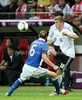 Toni Kroos of Germany, Federico Balzaretti of Italy during UEFA Football Euro 2012 semi final match between  Italy and Germany. Match of UEFA Football European Championships 2012 between Italy and Germany was played on Thursday, 28th of June 2012 in Warsaw, Poland.
