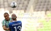 Zdenek Ondrasek of Tromso IL (R) and Sreten Sretenovic of NK Olimpija (L) during football match of second qualifying round of UEFA Europa League between NK Olimpija, Slovenia and Tromso IL, Norway. Match of second qualifying round of UEFA Europa League between NK Olimpija and Tromso IL was played in Stozice arena in Ljubljana, Slovenia, on Thursday, 19th of July 2012.
