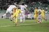 Bostjan Cesar (no.5) of Slovenia scoring during friendly football match between Slovenia and Romania. Match between Slovenia and Romania was played in Stozice arena in Ljubljana, Slovenia, on Wednesday, 15th of August 2012.
