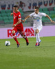 Granit Xhaka of Switzerland (L) and Zlatko Dedic of Slovenia (R) during FIFA World cup 2014 qualification football match between Slovenia and Switzerland. Match between Slovenia and Switzerland was played in Stozice arena in Ljubljana, Slovenia, on Friday, 7th of September 2012.
