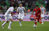 Blerim Dzemaili of Switzerland between players of Slovenia during FIFA World cup 2014 qualification football match between Slovenia and Switzerland. Match between Slovenia and Switzerland was played in Stozice arena in Ljubljana, Slovenia, on Friday, 7th of September 2012.
