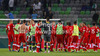 Players of Switzerland celebrate their victory after end of FIFA World cup 2014 qualification football match between Slovenia and Switzerland. Match between Slovenia and Switzerland was played in Stozice arena in Ljubljana, Slovenia, on Friday, 7th of September 2012.

