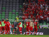 Players of Switzerland celebrate their victory after end of FIFA World cup 2014 qualification football match between Slovenia and Switzerland. Match between Slovenia and Switzerland was played in Stozice arena in Ljubljana, Slovenia, on Friday, 7th of September 2012.
