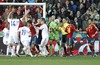 Players of Finland and Spain have words during the FIFA World Cup Qualifier Match between Spain and Finland at the El Molinon Stadium, Gijon, Spain, on Friday, 22nd of March 2013.
