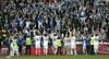 Finnish players celebrate with the supporters after the FIFA World Cup Qualifier Match between Spain and Finland at the El Molinon Stadium, Gijon, Spain, on Friday, 22nd of March 2013.
