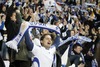 Finnish fans celebrates after the FIFA World Cup Qualifier Match between Spain and Finland at the El Molinon Stadium, Gijon, Spain, on Friday, 22nd of March 2013.
