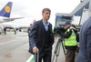 Thomas Mueller of FC Bayern Munich arrives at the City Airport before UEFA Champions League final match between FC Bayern Munich and Borussia Dortmund. Team of FC Bayern Munich arrived to City Airport, London, Great Britain on Friday, 24th of May 2013.
