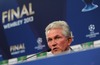 Head coach of FC Bayern Munich Jupp Heynckes during press conference before UEFA Champions League final match between FC Bayern Munich and Borussia Dortmund. Team of FC Bayern Munich arrived to City Airport, London, Great Britain on Friday, 24th of May 2013.
