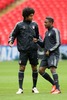David Alaba and Danteof FC Bayern Munich during training session on Wembley Stadium, London, Great Britain, prior to the UEFA Champions League final match between FC Bayern Munich and Borussia Dortmund. Training session was held on Wembley stadium in London, Great Britain on Friday, 24th of May 2013.
