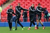 Team of FC Bayern Munichof FC Bayern Munich during training session on Wembley Stadium, London, Great Britain, prior to the UEFA Champions League final match between FC Bayern Munich and Borussia Dortmund. Training session was held on Wembley stadium in London, Great Britain on Friday, 24th of May 2013.
