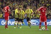 Marcel Schmelzer and Ilkay Guendogan of Borussia Dortmund celebrate goal for 1-1 during UEFA Champions League final match between FC Bayern Munich and Borussia Dortmund. Final match of UEFA Champions League between FC Bayern and Borussia Dortmunad was played on Wembley stadium in London, Great Britain on Saturday, 25th of May 2013.
