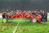 Players of FC Bayern Muenchen celebrate their victory in the DFB Pokal Final Match between FC Bayern Munich and VfB Stuttgart. DFB Pokal Final Match between FC Bayern Munich and VfB Stuttgart was held at the Olympiastadium in Berlin, Germany on Saturday, 1st of June 2013.
