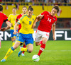 Zlatan Ibrahimovic of Sweden and Julian Baumgartlinger of Austria during FIFA World Cup Qualifier Match between Austria and Sweden. FIFA World Cup Qualifier Match between Austria and Sweden was played on Ernst Happel Stadium in Vienna, Austria, on Friday, 7th of June 2013.
