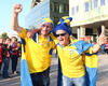 Swedish fans before start of FIFA World Cup Qualifier Match between Austria and Sweden. FIFA World Cup Qualifier Match between Austria and Sweden was played on Ernst Happel Stadium in Vienna, Austria, on Friday, 7th of June 2013.
