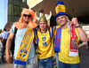 Swedish fans before start of FIFA World Cup Qualifier Match between Austria and Sweden. FIFA World Cup Qualifier Match between Austria and Sweden was played on Ernst Happel Stadium in Vienna, Austria, on Friday, 7th of June 2013.
