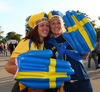 Swedish fans before start of FIFA World Cup Qualifier Match between Austria and Sweden. FIFA World Cup Qualifier Match between Austria and Sweden was played on Ernst Happel Stadium in Vienna, Austria, on Friday, 7th of June 2013.
