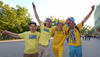 Swedish fans before start of FIFA World Cup Qualifier Match between Austria and Sweden. FIFA World Cup Qualifier Match between Austria and Sweden was played on Ernst Happel Stadium in Vienna, Austria, on Friday, 7th of June 2013.
