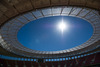Interior view of the Estadio Nacional in Brasilia with the roof construction during preliminary reports shooting of the FIFA World Cup Brazil 2014 at the Estadio Nacional, Brasilia, Brazil on Wednesday, 12th of June 2013.
