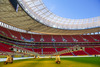 Interior view of the Estadio Nacional in Brasilia with the roof construction during preliminary reports shooting of the FIFA World Cup Brazil 2014 at the Estadio Nacional, Brasilia, Brazil on Wednesday, 12th of June 2013.

