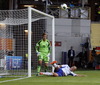 Emmi Alanen and goalie Tinja-Riikka Korpela of Finland during Finland against Sweden match of Women UEFA Euro 2013, which was held on Saturday, 13th of July 2013 on Gamla Ullevi stadium on Goeteborg, Sweden. Finland lost against Sweden with 0-5.

