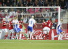 Annica Sjoelund of Finland scores during Finland against Denmark match of Women UEFA Euro 2013, which was held on Tuesday, 16th of July 2013 on Gamla Ullevi stadium on Goeteborg, Sweden. Match between Finland and Denmark ended with 1-1.
