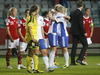 Players of Finland after Finland against Denmark match of Women UEFA Euro 2013, which was held on Tuesday, 16th of July 2013 on Gamla Ullevi stadium on Goeteborg, Sweden. Match between Finland and Denmark ended with 1-1.
