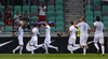 Kevin Kampl of Slovenia celebrates his goal with teammates during FIFA World cup 2014 qualification football match between Slovenia and Albania. Match between Slovenia and Albania was played in Stozice arena in Ljubljana, Slovenia, on Friday, 6th of September 2013.
