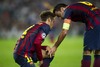 FC Barcelonas Neymar Santos Jr (left) and Xavi Hernandez (right) during UEFA Champions League group H match between FC Barcelona and AC Milan at the Camp Nou in Barcelona, Spain on 2013/11/06.
