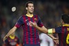 FC Barcelonas Sergio Busquets celebrate after scoring, goal against AC Milans during UEFA Champions League group H match between FC Barcelona and AC Milan at the Camp Nou in Barcelona, Spain on 2013/11/06.
