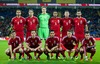 Wales players line up for, team group photograph before the International Friendly match against Finland at the Back row L-R: Hal Robson-Kanu, Sam Ricketts, goalkeeper Wayne Hennessey, captain Ashley Williams, Simon Church, Joe Ledley Front row L-R: Joe Allen, Andy King, Neil Taylor, Chris Gunter, Gareth Bale Cardiff City Stadium, Great Britain on 2013/11/16.
