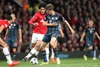 Marouane Fellaini #31 (Manchester United) and Thomas Mueller #25 (FC Bayern Muenchen) during the UEFA Champions League Round of 8, 1nd Leg match between Manchester United and FC Bayern Muenchen at the Old Trafford in Manchester, Great Britain on 2014/04/01.
