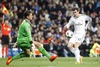 Real Madrid Gareth Bale and Borussia Dortmund Roman Weidenfeller during the UEFA Champions League Round of 8, 1st Leg match between Real Madrid and Borussia  at the Estadio Santiago Bernabeu in Madrid, Spain on 2014/04/02.
