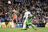 Real Madrid Gareth Bale and Borussia Dortmund Roman Weidenfeller during the UEFA Champions League Round of 8, 1st Leg match between Real Madrid and Borussia  at the Estadio Santiago Bernabeu in Madrid, Spain on 2014/04/02.
