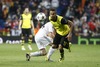 Borussia Dortmund Pierre-Emerick Aubameyang during the UEFA Champions League Round of 8, 1nd Leg match between Real Madrid and Borussia Dortmund at the Estadio Santiago Bernabeu in Madrid, Spain on 2014/04/03.
