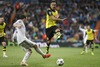 Borussia Dortmund Pierre-Emerick Aubameyang during the UEFA Champions League Round of 8, 1nd Leg match between Real Madrid and Borussia Dortmund at the Estadio Santiago Bernabeu in Madrid, Spain on 2014/04/03.
