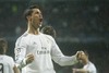 Real Madrid Cristiano Ronaldo celebrates a goal during the UEFA Champions League Round of 8, 1nd Leg match between Real Madrid and Borussia Dortmund at the Estadio Santiago Bernabeu in Madrid, Spain on 2014/04/03.
