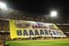 F.C. Barcelona supporters holding a banner during the Final Match of the Spanish Kings Cup, Copa del Rey, between Real Madrid and Fc Barcelona at the Mestalla Stadion in Valencia, Spain on 2014/04/16.
