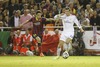 Real Madrid Gareth Bale (R) and F.C. Barcelona Bartra during the Final Match of the Spanish Kings Cup, Copa del Rey, between Real Madrid and Fc Barcelona at the Mestalla Stadion in Valencia, Spain on 2014/04/16.
